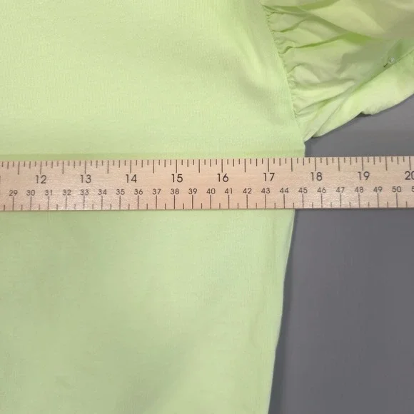 Anthropologie Maeve Top Size XS English Factory Ruffled Drop Shoulder Lime - Picture 4 of 13